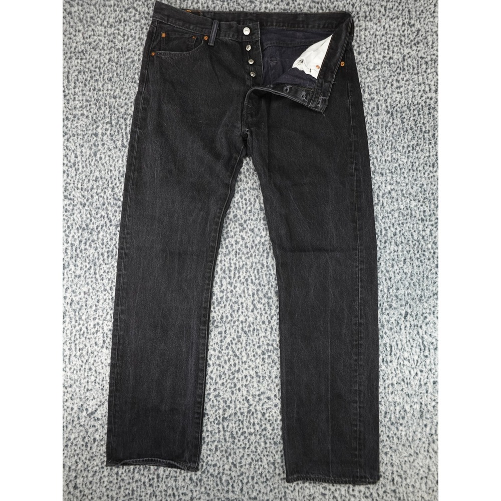 Levi's 501 Original Fit Jeans Mens 38x34 Black‎ Faded Straight Leg 00501-0660